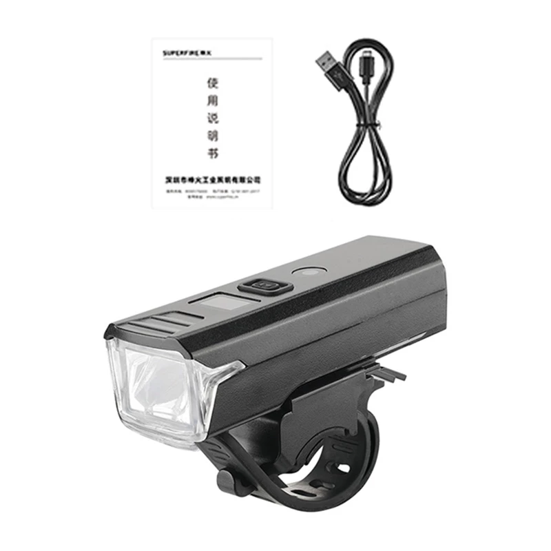 Bicyklové LED predné svetlo Superfire D6 (model BL56-B) — kompaktné nabíjateľné bicyklové svetlo