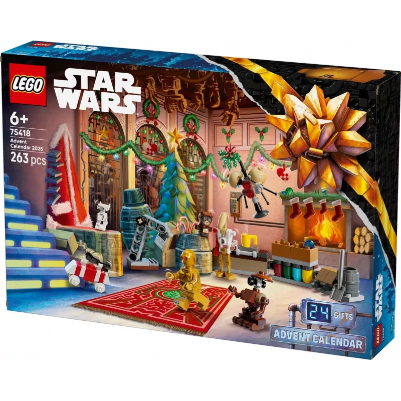 LEGO Star Wars adventný kalendár 2025 — sada 75418, sezónne zostaviteľné minifigúrky a modely