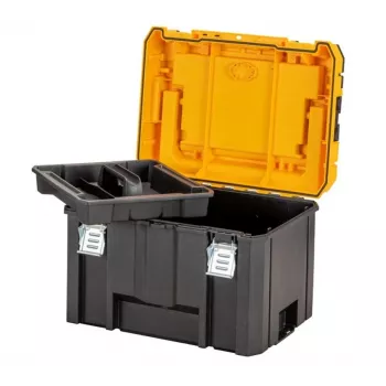 Skrinka na náradie DeWalt DWST83343-1 — hliník/plast, vodotesná, sklopné veko, uzamykateľná, 1 priehradka, 440×333×323 mm