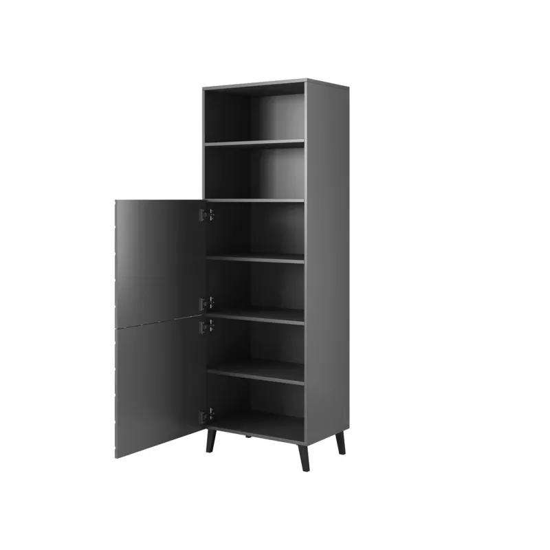 Úložná skriňa cama meble ABETO 60×40×176,5 cm grafit/lesk grafit
