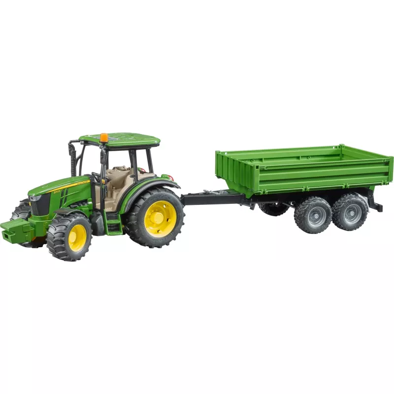 Model traktora BRUDER John Deere 5115 M s vyklápacím prívesom