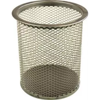 helit Pen Cup Mesh H2518100 9x10cm okrúhly jednoduchý kovový strieborný (H2518100)