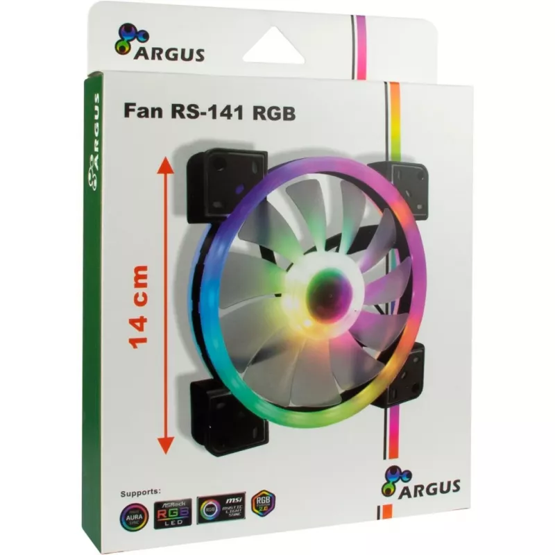 Inter-Tech 88885539 Argus RS-141 RGB ventilátor do skrinky, 140x140x25 mm, 1200 ot./min, čierny
