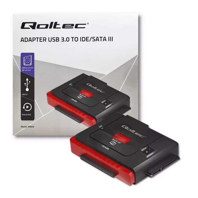 USB 3.0 na IDE SATA III adaptér QOLTEC 50645