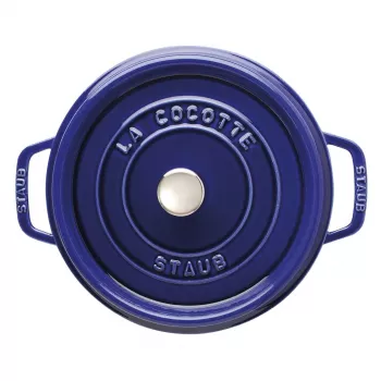 Staub 24 cm okrúhly liatinový kastról tmavomodrý