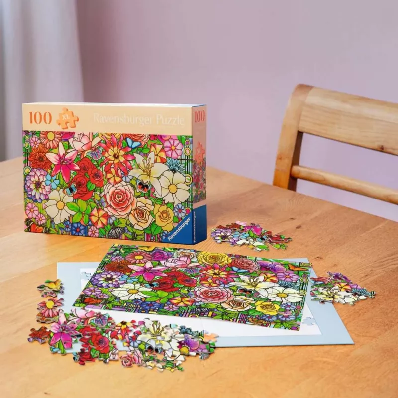 Ravensburger Feel Well & Puzzle - Blumenfenster, 100 dielikov, taktilné prvky