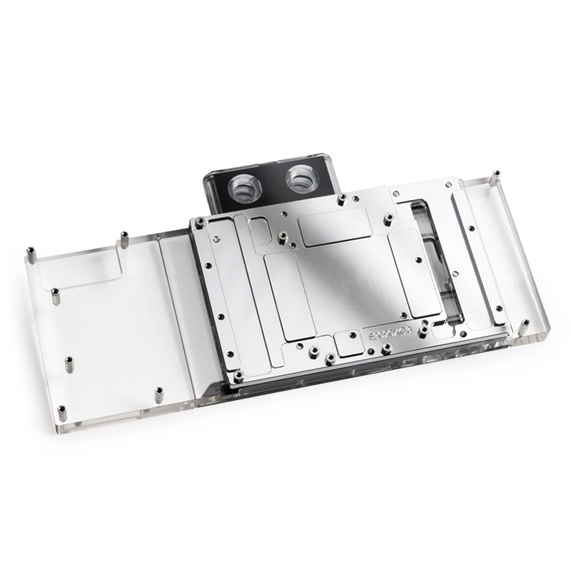 Vodný blok a backplate pre GPU BitsPower BP-VG3090EVXC3 — akryl, meď, chrómniklová oceľ, 125,4 × 263,7 × 25 mm