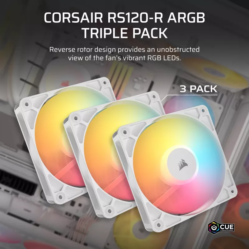 Ventilátor CORSAIR RS120-R 120mm biely ARGB 25mm hrúbka