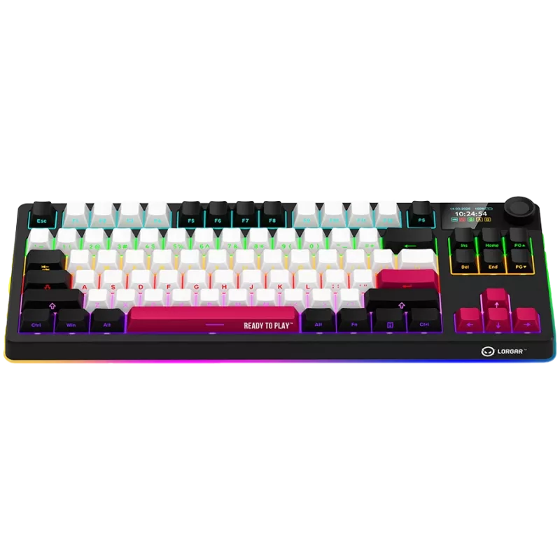 LORGAR KBP70TKLW, bezdrôtová TKL mechanická herná klávesnica Pro, čierna/červená, EN-layout
