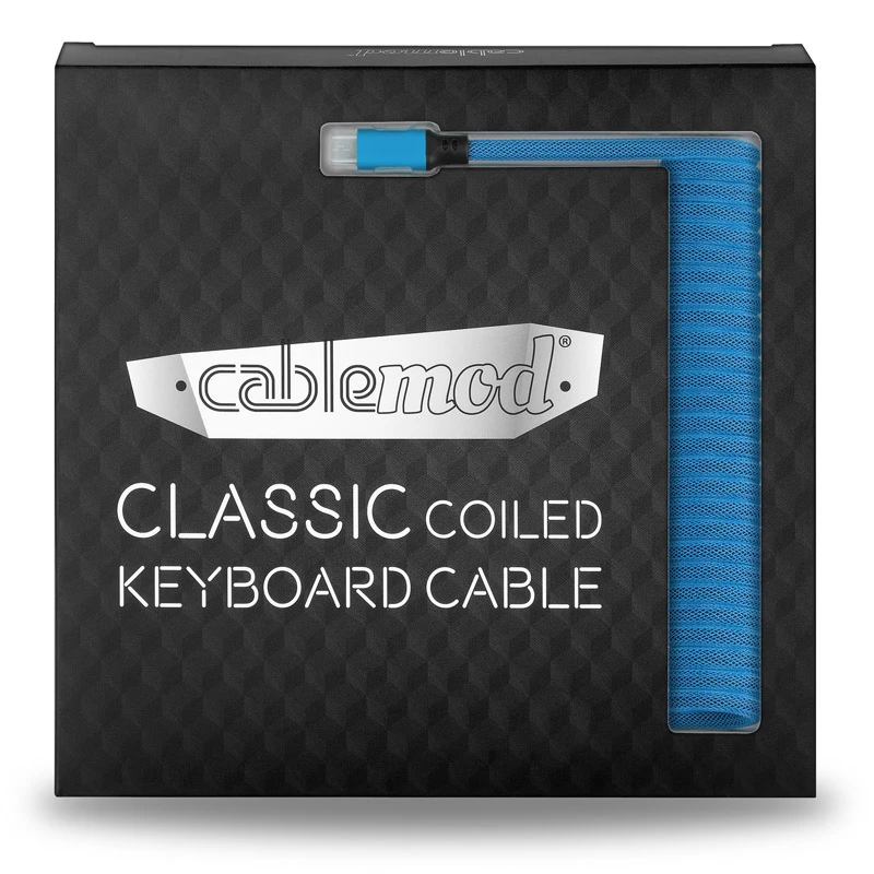 CableMod Classic špirálový kábel ku klávesnici CM-CKCA-MLB-KLB150KLB-R, Micro USB na USB-A, 150 cm, modrý (Spectrum Blue)