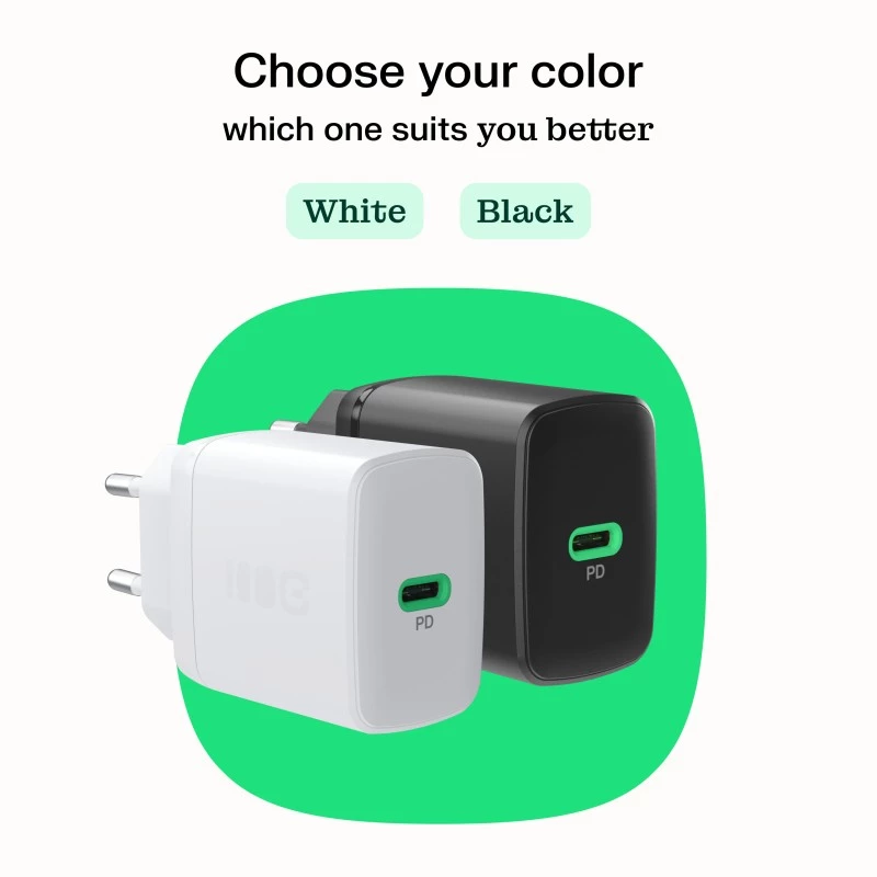 Napájací zdroj Green Cell PowerSource Solo30 30W čierny — USB-C jednoportová nabíjačka