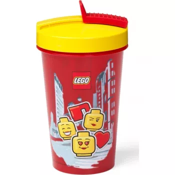 Hrnček so slamkou Room Copenhagen LEGO Iconic Girl Bright Red 500 ml (červená/žltá)