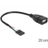 Delock kábel USB kolíkový konektor samica > USB 2.0 Type-A konektor samica 20 cm (83291)