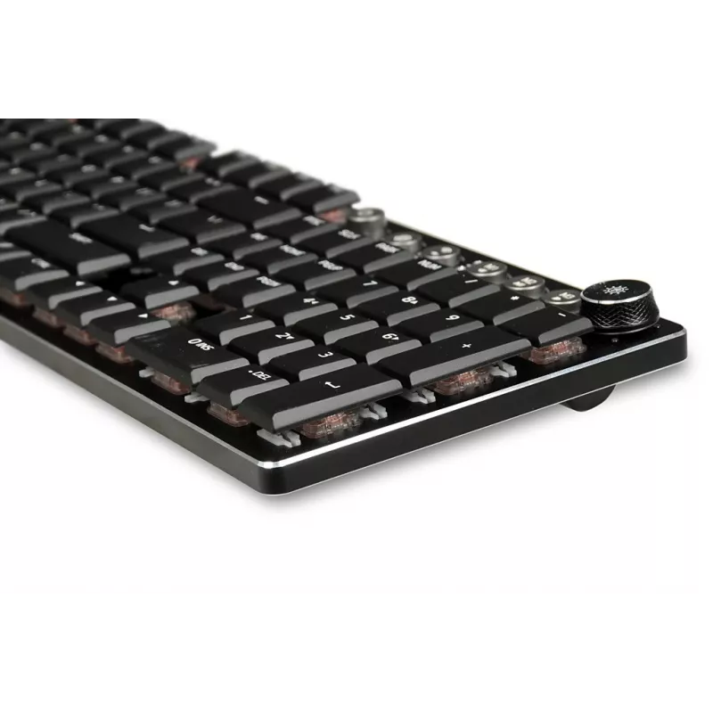 iBOX Aurora K-6 IKGMK6 mechanická nízkoprofilová herná klávesnica, drôtová + RF bezdrôtová + Bluetooth, spínače KRGD Red, LED podsvietenie, QWERTY anglická, čierna