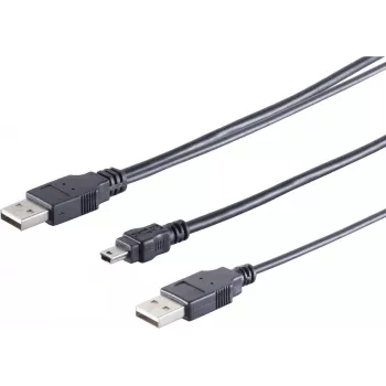 USB Y kábel ShiverPeaks 77150 — 2× USB-A na USB-B Mini (5-pinový) napájací kábel
