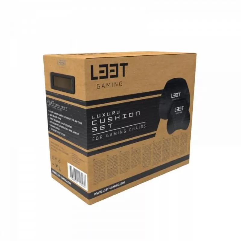 L33T Gaming 160382 luxusná sada vankúšov na hernú stoličku, Memory Foam, zamat, ultrasoft, čierna