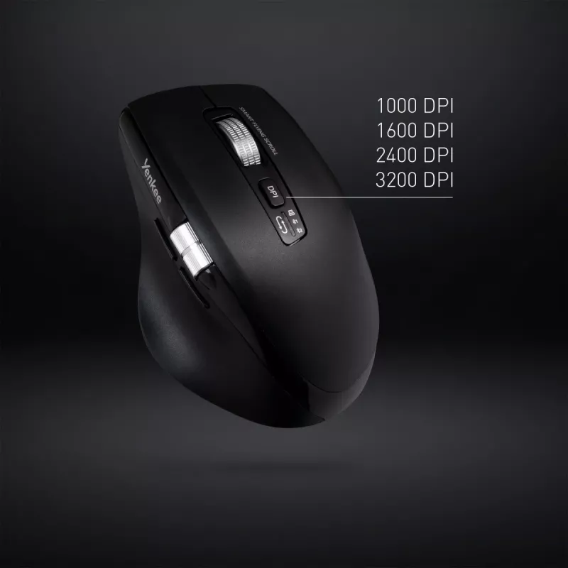Bezdrôtová myš YENKEE SPIN DUAL 2095BK — kompaktná optická dvojmódová myš, model YMS 2095B SPIN