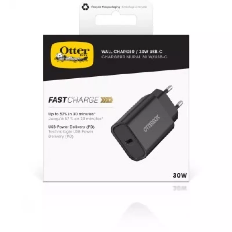EU nástenná rýchlonabíjačka Wall Charger 30W čierna USB Power Delivery 3.0 USB-C