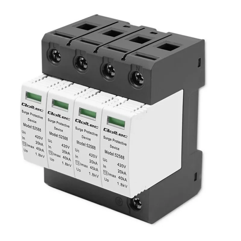 Prepäťová ochrana QOLTEC 52588 AC 4P 420V T2 C — 4-pólový AC prepäťový zvodič, 420 V, Typ 2
