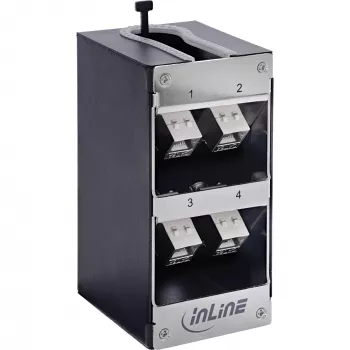 InLine 76203N keystone patch panel, 4-port Cat.6A, montáž na stenu/DIN lištu
