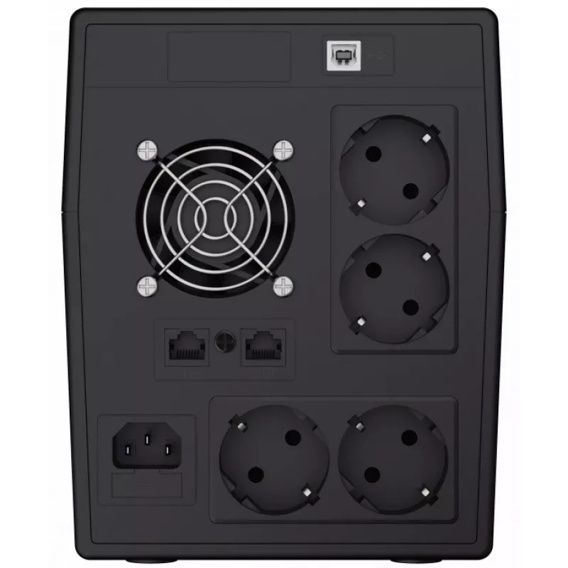 Záložný zdroj Green Cell UPS05 – Line-Interactive 2 kVA / 1200 W, 5x zásuvky Type-F, LCD, USB, RJ-45