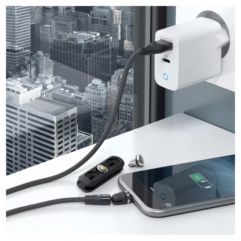 USB kábel RealPower MagneticCharge3 1m USB A čierny modrý červený