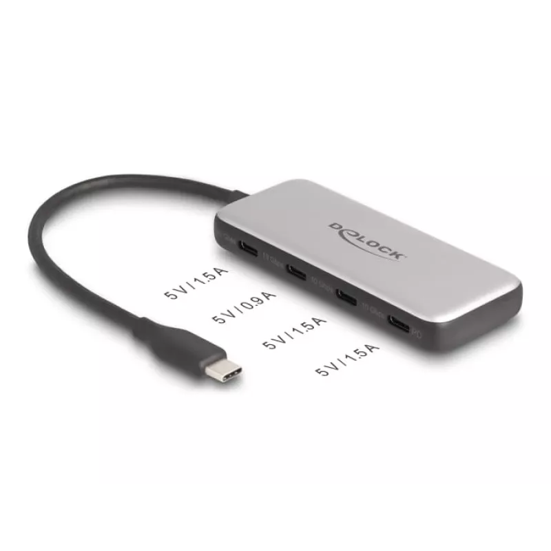 DeLOCK 64261 USB 3.2 Gen 1 Type-C hub 10000 Mbit/s čierny sivý