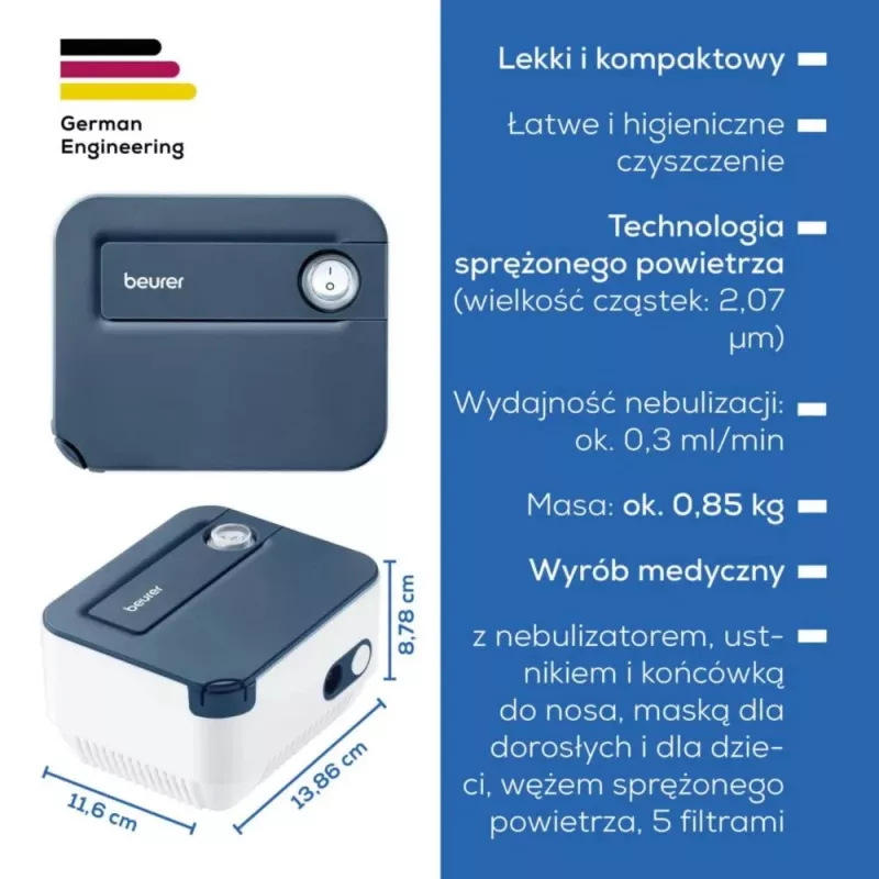 Prenosný inhalátor Beurer IH16 nebulizér pre astmu a respiračnú terapiu