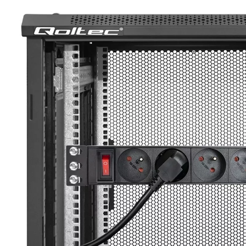Qoltec hliníková PDU pre 10'' RACK | 1U | 16A | 4xFRENCH | 1,8m
