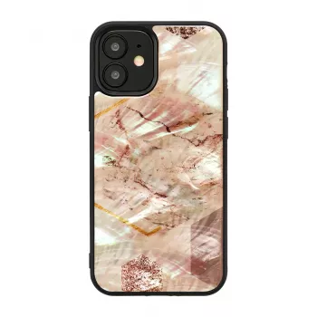 Ochranné puzdro iKins pre Apple iPhone 12 mini — ružový mramorový vzor, tenké prevedenie