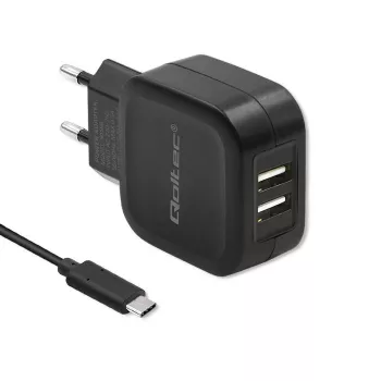 Qoltec 50188 nabíjačka pre mobilné zariadenia notebook, smartfón, smart hodinky, tablet, telefón, univerzálna čierna AC, DC vnútorné