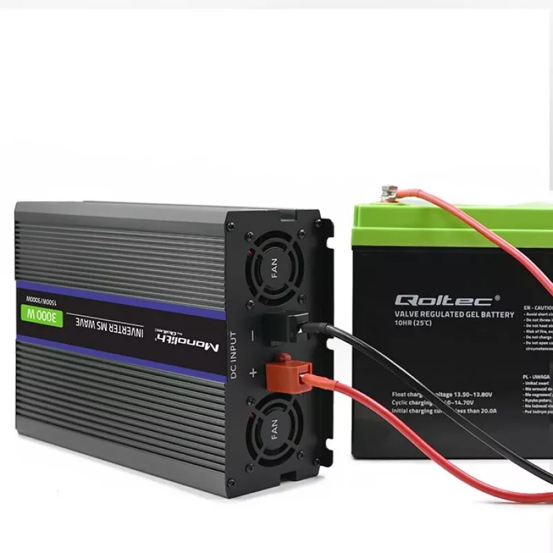 Invertor QOLTEC Monolith 3000 MS Wave, 12V→230V, 1500/3000W, s USB