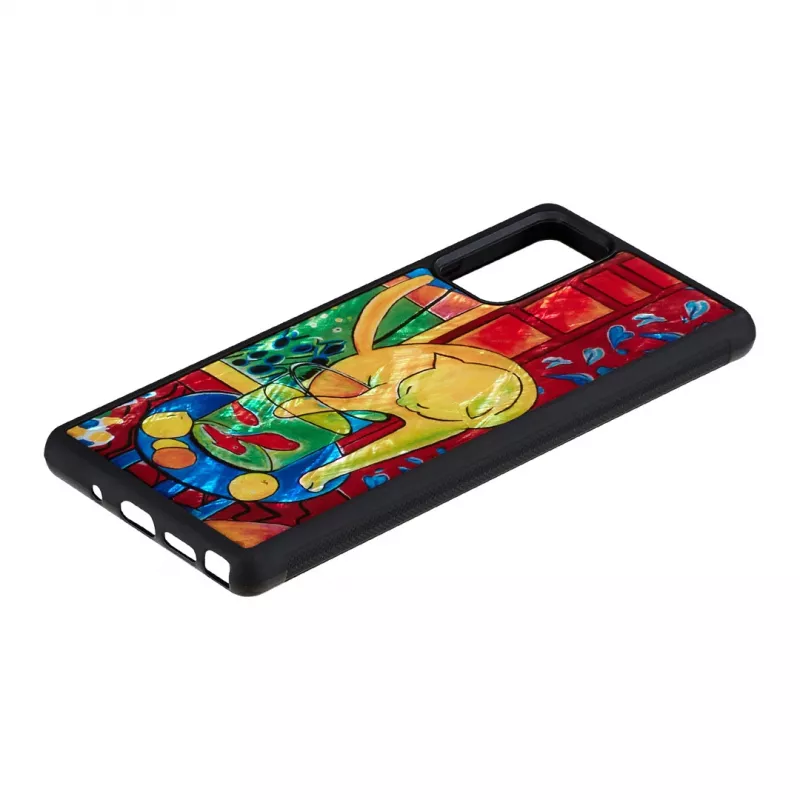 Ochranné puzdro iKins pre Samsung Galaxy Note 20 s dizajnom červenej mačky a ryby