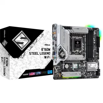 Základná doska ASRock B760M Steel Legend WiFi — Intel B760, LGA 1700, micro ATX, DDR5, 4 DIMM, 128GB, Wi‑Fi 6E, 2.5Gb LAN
