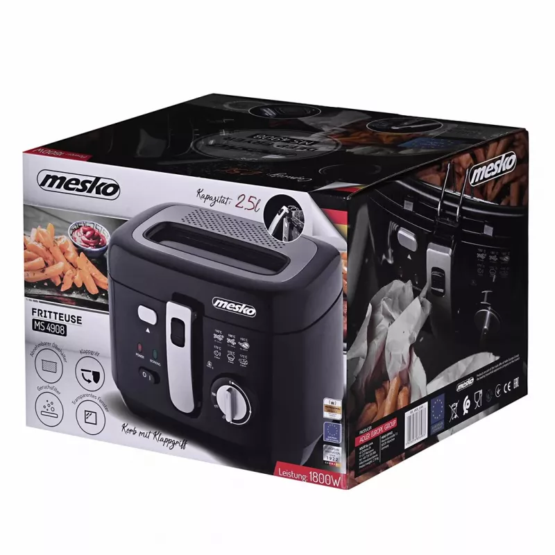 Fritéza Mesko Home MS 4908 Single 2,5 l 1800 W čierna sivá