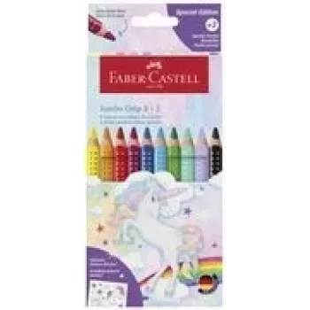 Farebné ceruzky Faber-Castell Einhorn Jumbo Grip — 10 kusov, jumbo trojhranný úchop, mäkká tuhá