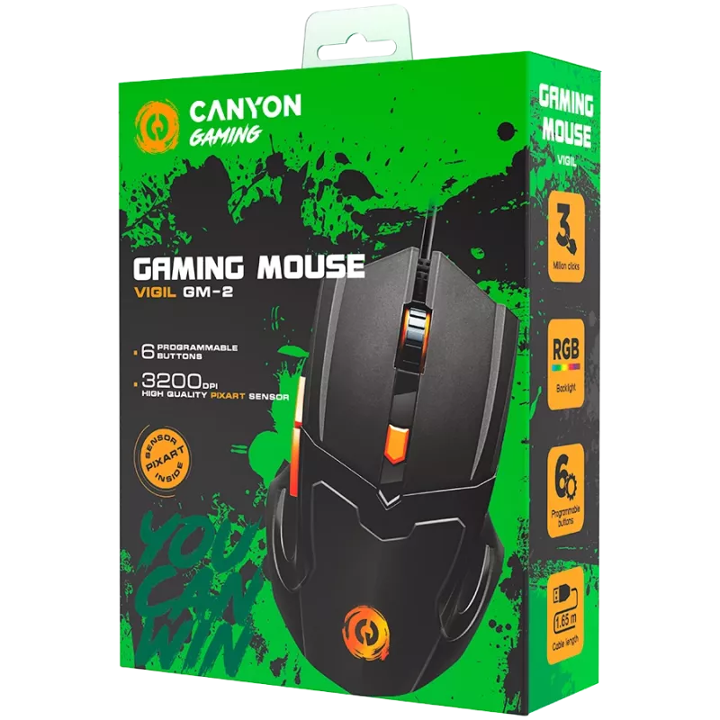 CANYON myš Vigil GM-2 RGB 6 tlačidiel káblová čierna