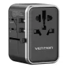 Vention cestovný adaptér a nabíjačka GaN 65 W, 2x USB-A 2x USB-C, čierna