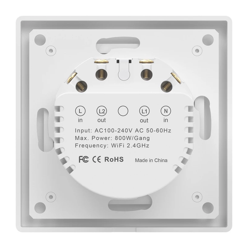 Nástenný WiFi dotykový vypínač svetla Avatto TS20-EU-W2 — 2-násobný, biely