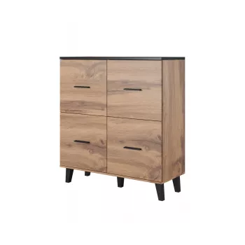 Cama komoda LOTTA 110 4D wotan dub + matná čierna