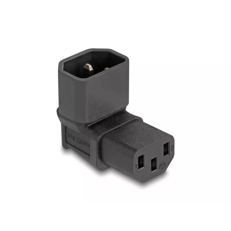 DeLOCK sieťový adaptér IEC 60320 C14 na C13 konektor samica 10 A 90° čierny 80472