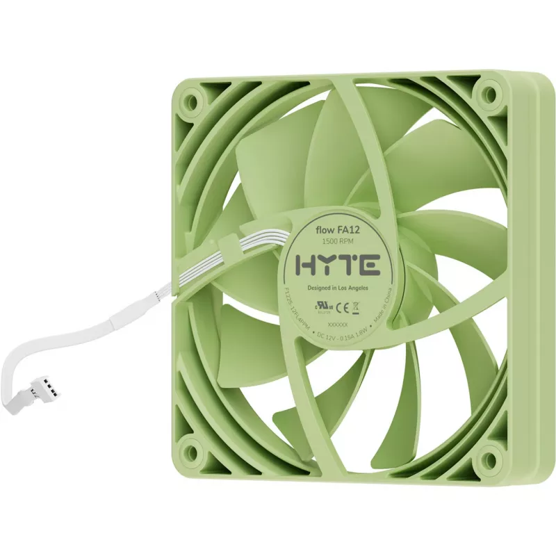 Počítačový chladiaci ventilátor HYTE FA12-MM-4 120 mm, 1500 ot/min, 72 m³/h, 1,6 mmH₂O, hydrodynamické ložisko, zelený, balenie 4 ks