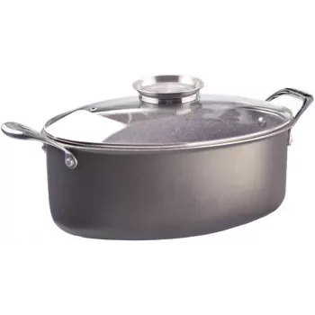 Hrniec na dusenie Pensofal Invictum Professional oválny 32 cm s 2 rukoväťami a skleneným pokrievkou