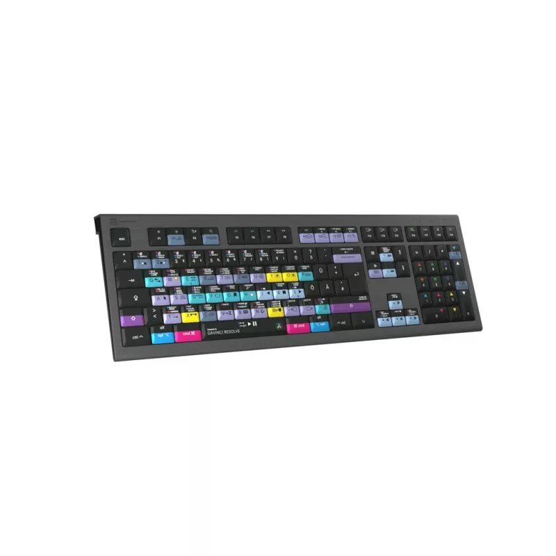 Logickeyboard ASTRA 2 klávesnica DaVinci Resolve pre Mac, plnej veľkosti, drôtová USB, nožnicový mechanizmus, QWERTZ nemecká, čierna