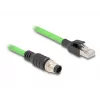 Sieťový kábel DeLOCK M12 kábel A-kódovaný 8-pinový konektor samec na RJ45 konektor samec PUR (TPU) 1 m