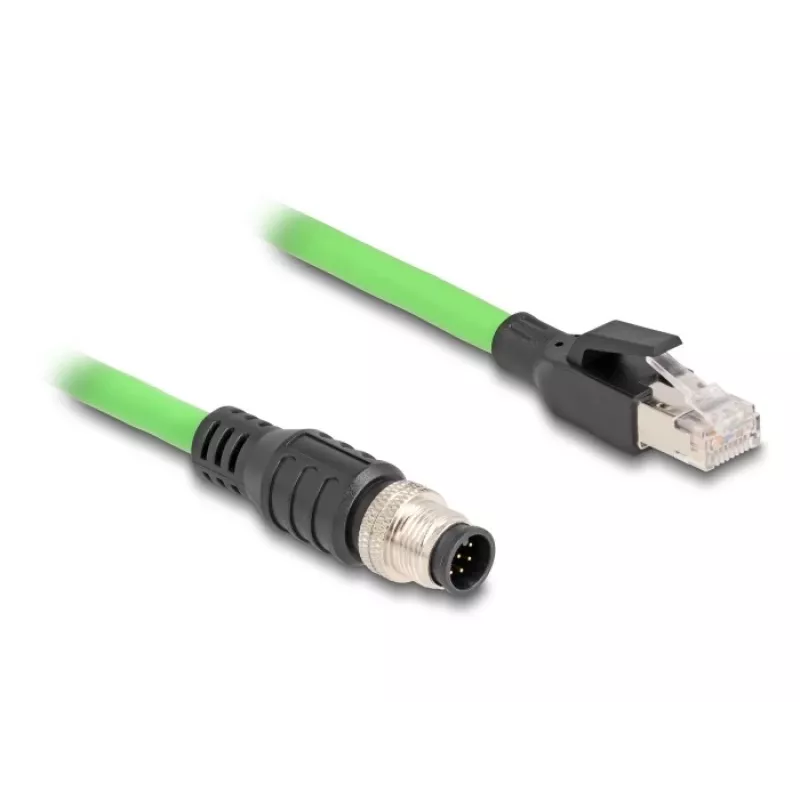 Sieťový kábel DeLOCK M12 kábel A-kódovaný 8-pinový konektor samec na RJ45 konektor samec PUR (TPU) 1 m