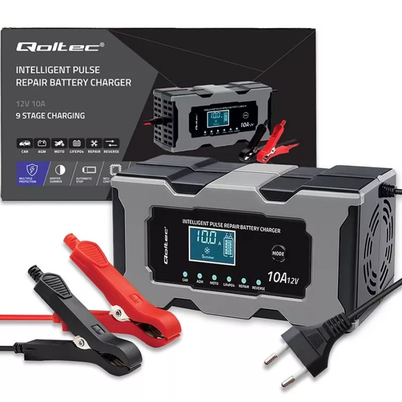 Nabíjačka QOLTEC 52493 12V 10A s funkciou opravy pre AGM batérie