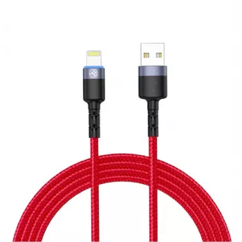 USB na Lightning dátový kábel Tellur, 3A, 1,2 m, LED indikátor, červený