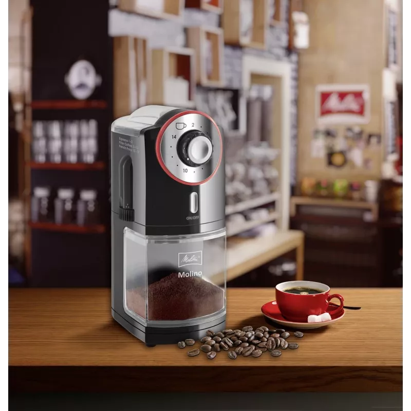 Melitta Molino 100 W čierna, červená, nerezová oceľ