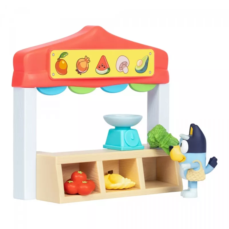 Sada hračiek figúrok TMTOYS Mini Bluey potravinový obchod BLU17555 – sada mini figúrok pre zábavu